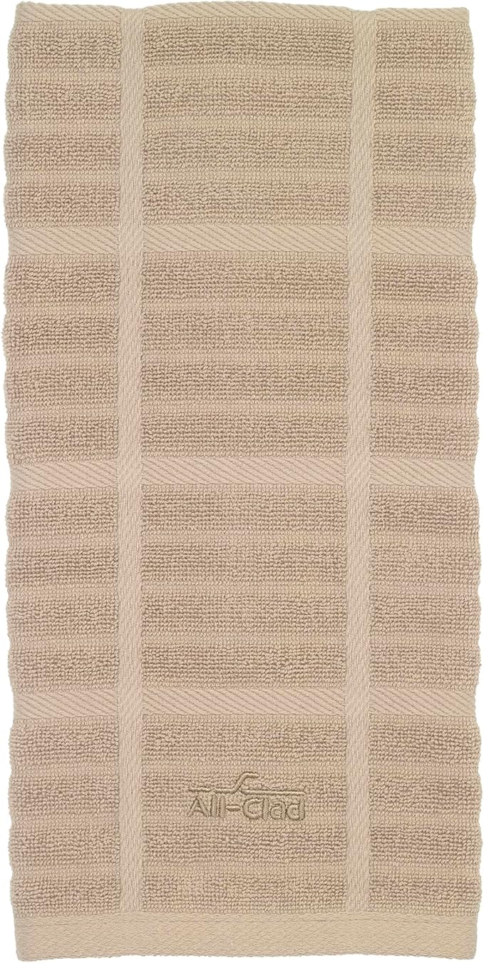 All-Clad Solid Kitchen Towel: Highly Absorbent, Super Soft Long Lasting - 100% Cotton, 17"x30" Tea Towel for Cleaning & Drying Dishes, Pans, Glassware, or Countertops, (1-Pack), Cappuccino