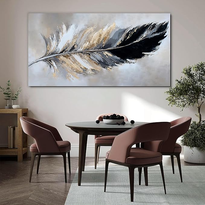 YISXINOAG Canvas Wall Art Abstract Art Wall Decor Modern Canvas Wall Decor Modern Home Decorations Black and Gold Minimalist Abstract Art Prints for Bedroom, Dining Room Home Artwork Size 24"X48"