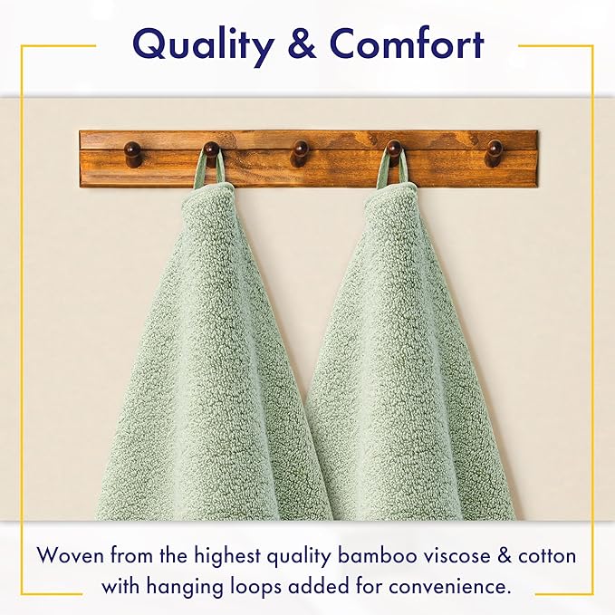 Ultra Soft & Plush Viscose from Bamboo Bath Towels - 700 GSM Luxury Bath Towels - 6 Piece Set - Super Absorbent & Quick Drying (Eucalyptus Green)