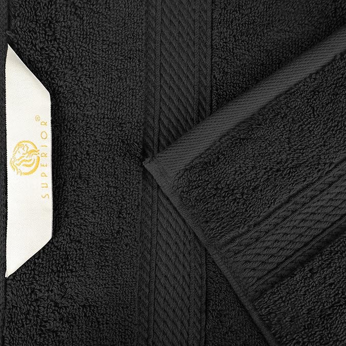 BLUENILEMILLS Madison Egyptian Cotton Towels, Towel Set for Bathroom, Shower, Hotel, Plush, 900 GSM, Highly Absorbent and Ultra-Soft Towels, Bath Essentials, 8 Piece Assorted Towel Set, Black