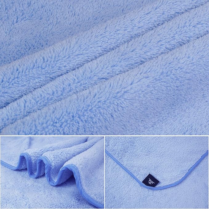 JML Luxury Hotel & SPA Bath Towels (2 Pack, 30"x60") - 350GSM High Density Fleece Towel Sets - Super Soft and Absorbent, Lint Free, Fade Resistant Oversized Bath Towel, Coral Fleece Blue