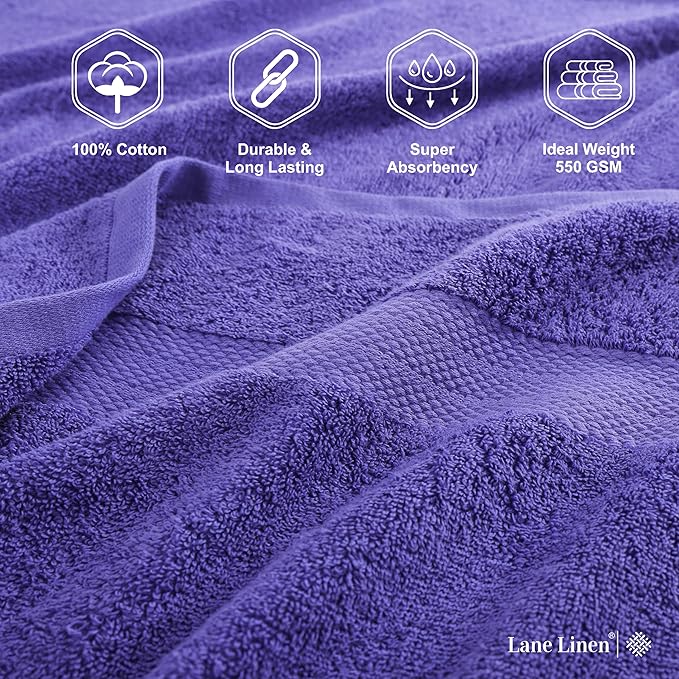 LANE LINEN 100% Cotton 2 Pack Bath Sheets (35"x66") - Ring Spun, Extra Large Cotton Bath Towels Set - Quick Dry, Soft & Absorbent Oversized Towel Set - Remains Soft After Multiple Washes - Blue Irish