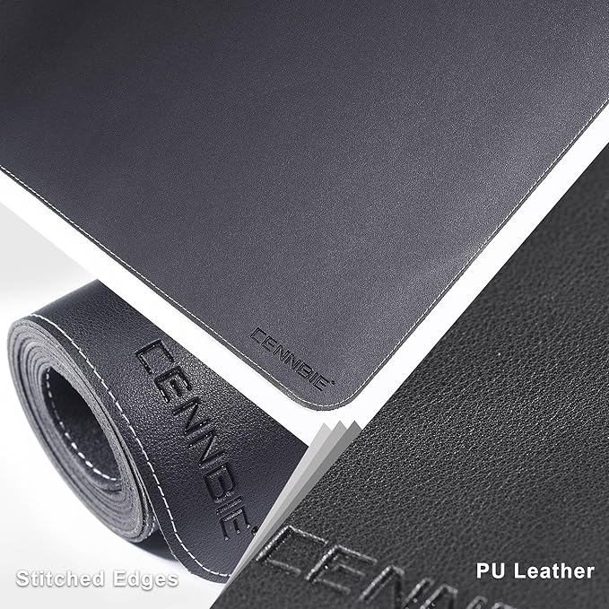 CENNBIE MAX240 94.5" x 39.4" Leather Desk Mat Protector, Extra Large Leather Desk Pad for Full Desk - XXL Super Large Mouse Pad (Black)