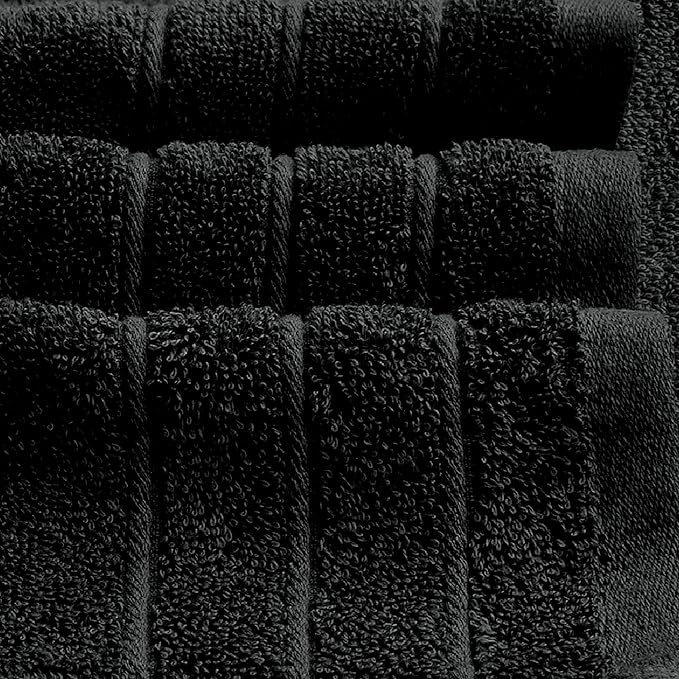 Tens Towels Pack of 4 Extra Large Bath Towels 30 x 60 Inches, 100% Cotton, Larger & Lighter Weight, Quicker to Dry, Super Soft and Absorbent, Perfect for Bathroom, Black