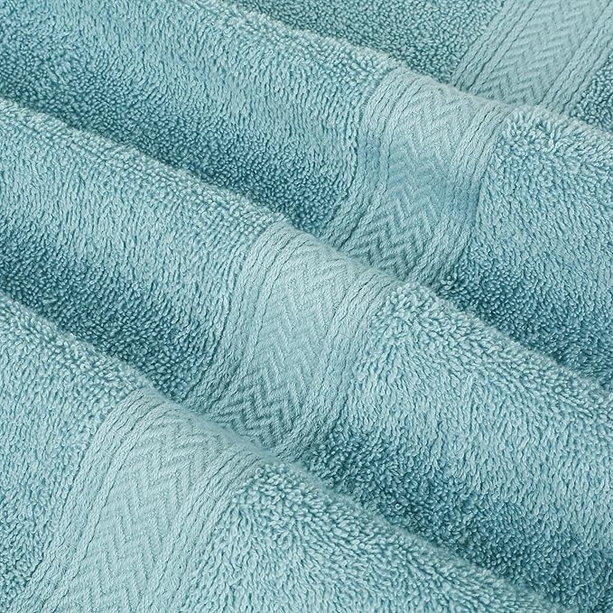 HILLFAIR 24 Piece Bath Towels Set for Bathroom- 100% Cotton 24 PC Bulk Pack Hotel Spa Towel Set- 2 XXL Oversized Big Towels, 4 Bath Towels, 6 Hand Towels, 4 Fingertip Towels, 8 Washcloths: Ocean Blue