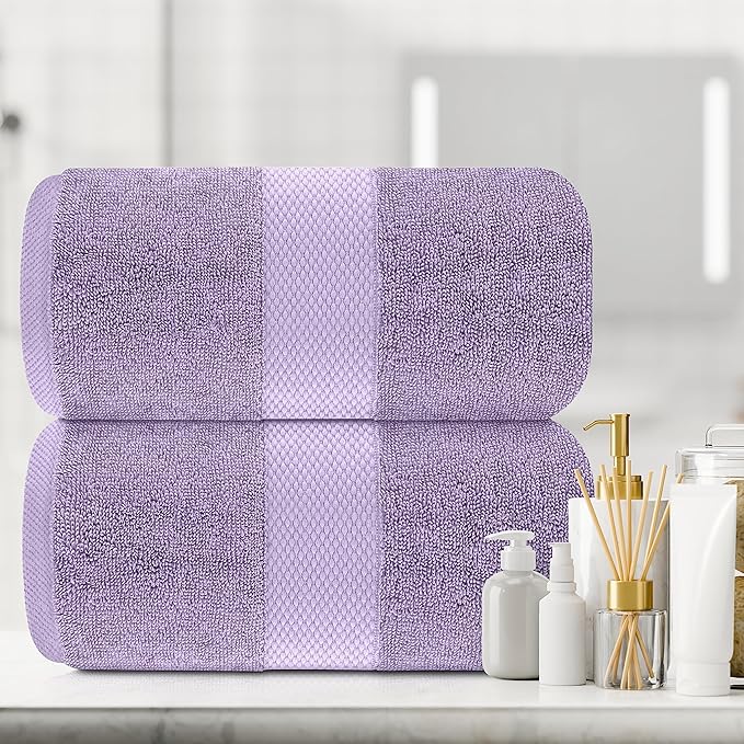White Classic Luxury Soft Bath Sheet Towels - 650 GSM Cotton Luxury Bath Towels Extra Large 35x70 | Highly Absorbent and Quick Dry | Hotel Quality Extra Large Bath Towels Oversized, Lavender, 2 Pack