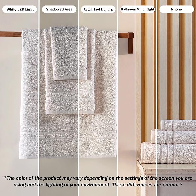 Cream Washcloth Linen Set Premium Original Turkish Cotton, Hotel Quality for Maximum Softness & Absorbency Ivory Wash Clothes for Face, Hand, Kitchen & Cleaning (Sea Salt)