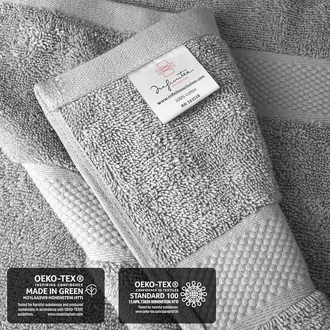 Infinitee Xclusives– Luxury Bath Sheets Towels – 2 Pack 600 GSM (35X70 Inches)– 100% Ring Spun Cotton Large Bath Towels for Bathroom (Charming Grey, Bath Sheet Pack of 2)