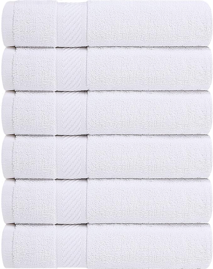 Utopia Towels 6 Pack Bath Towel Set (27 x 54 Inches), 500 GSM 100% Ring Spun Cotton Medium Lightweight and Highly Absorbent Quick Drying, Premium Towels for Hotel, Spa and Bathroom (White)