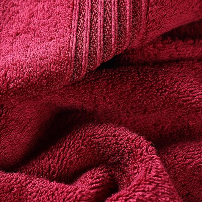 Superior Egyptian Cotton 6-Piece Towel Set, Bathroom Essentials, Towels For Bathroom, Apartment, Airbnb, Guest Bath, Face, Hand, Bath Towels, Washcloths, Absorbent, Fast Drying, Burgundy