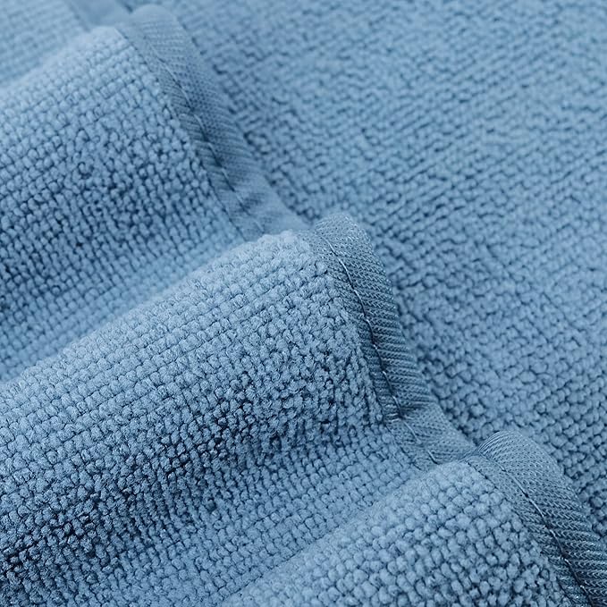POLYTE Oversize, 60 x 30 in., Quick Dry Lint Free Microfiber Bath Towel Set, 6 Piece (Blue)