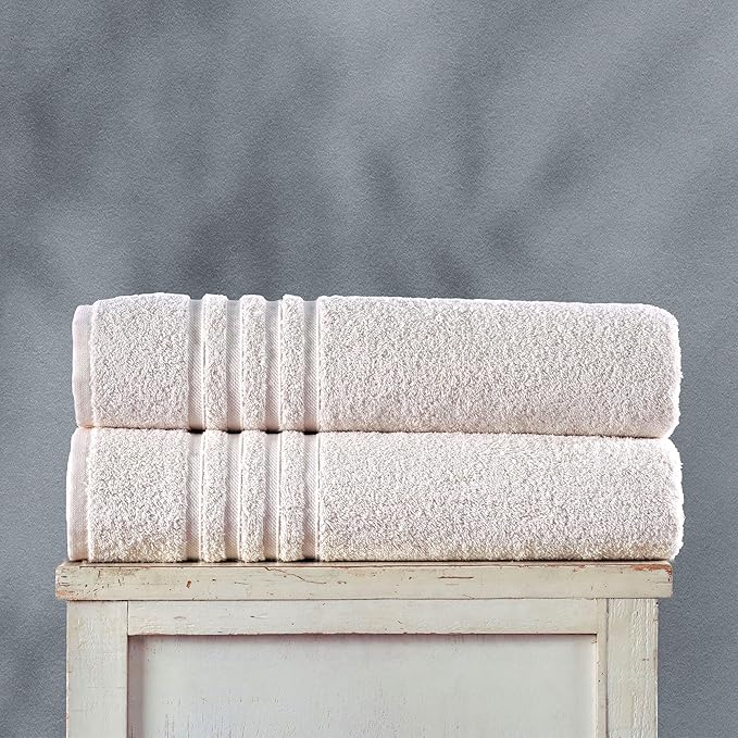 Hawmam Linen Jumbo Large Bath Sheets Towels 2 Pack Soft and Absorbent, Premium Quality 100% Cotton Towels (Sea Salt, Bath Sheet)