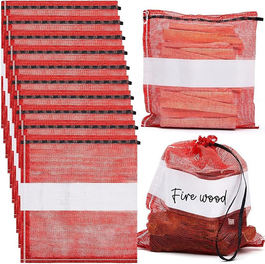 100 Pcs Onion Bags Reusable Mesh Produce Storage with Drawstring Firewood Bags Onion Potato Storage Sacks for Garden Vegetable Fruit Produce Packaging Supplies (22 x 24 Inch)