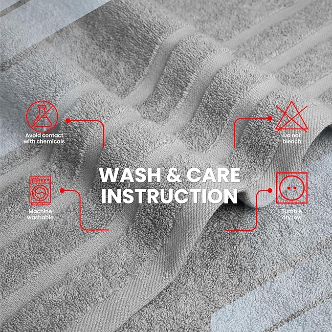 Infinitee Xclusives 100% Cotton Luxury Bath Towels Set of 2 (27x54 Inches) (Charming Grey, Bath Towels - Pack 2)