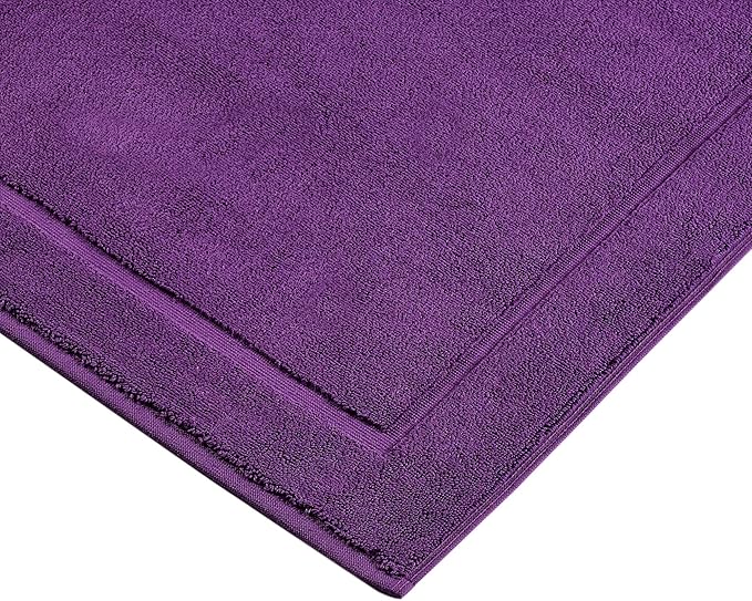 Hawmam Linen Purple Bath Mats, 21 x 34 inches, Pack of 2-100% Ring Spun Cotton,[Not a Bathroom Rug] Banded Design, Highly Absorbent, Machine Washable for Bathroom Floor Towel