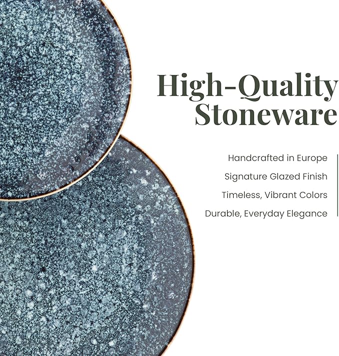 Larder & Vine Ceramic Stoneware Dinnerware 16-Piece Set, 4 Place Settings (Bondi Waters)