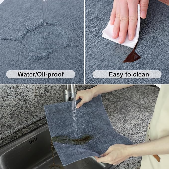 Homaxy Faux Leather Heat Resistant Placemats for Dining Table Set of 4, Waterproof Wipeable Washable PU Table Mats, Easy to Clean Anti-Slip Place Mats, 11.8" x 17", Blue