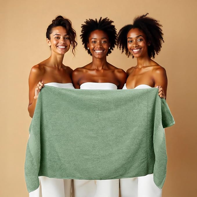 HILLFAIR 12-Piece Cotton Bath Towel Set - 600 GSM - Hotel Spa Towels - 2 Bath, 4 Hand, 6 Washcloths - Absorbent Soft Cotton - Sage