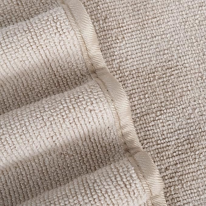 POLYTE Microfiber Quick Dry Lint Free Bath Towel, 57 x 30 in, Pack of 4 (Beige)