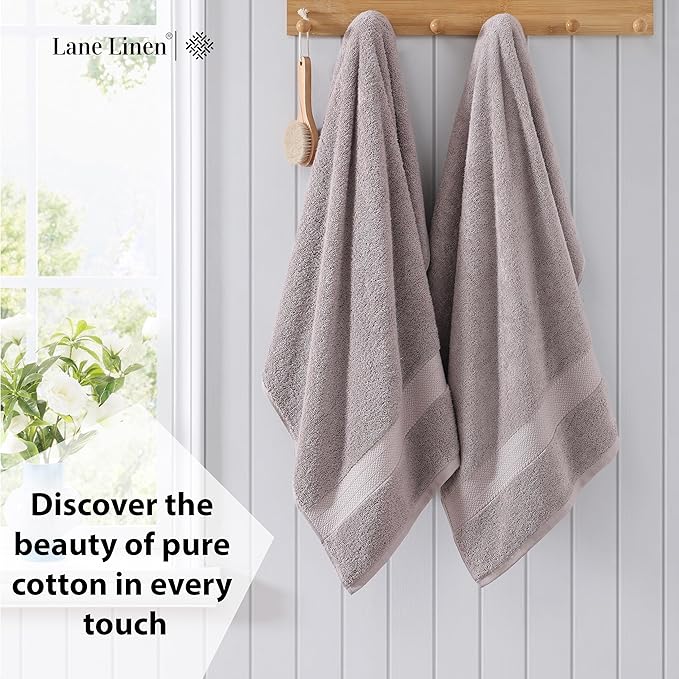 LANE LINEN 100% Cotton 2 Pack Bath Sheets (35"x66") - Ring Spun, Extra Large Cotton Bath Towels Set - Quick Dry, Soft & Absorbent Oversized Towel Set - Remains Soft After Multiple Washes - Platinum