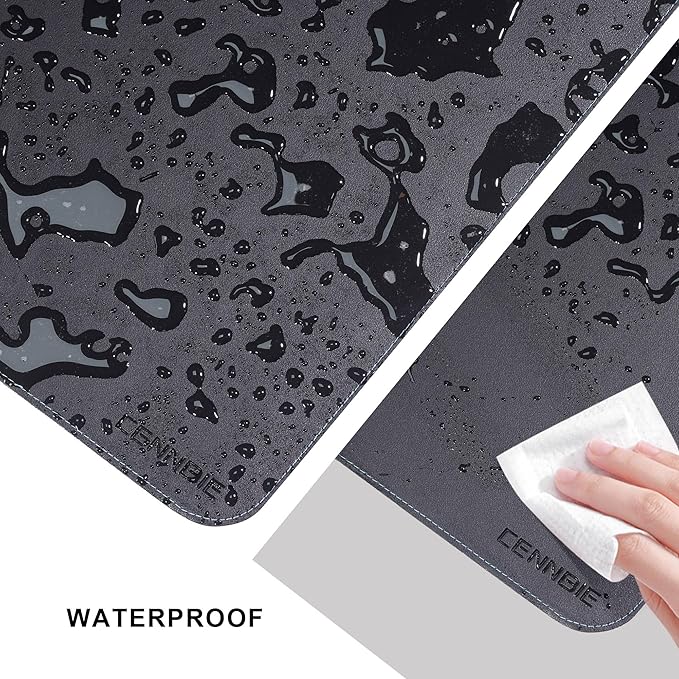 CENNBIE 35.5" x 23.6" Black Leather Desk Mat, Non-Slip Waterproof Extra Wide Desk Pad Protector,Computer Mouse Pad for Office Home