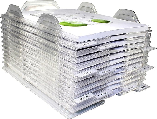 File Organizers - Letter Size, Stackable Trays for Desk - for Office Files, Mail, Documents - 48 Pack
