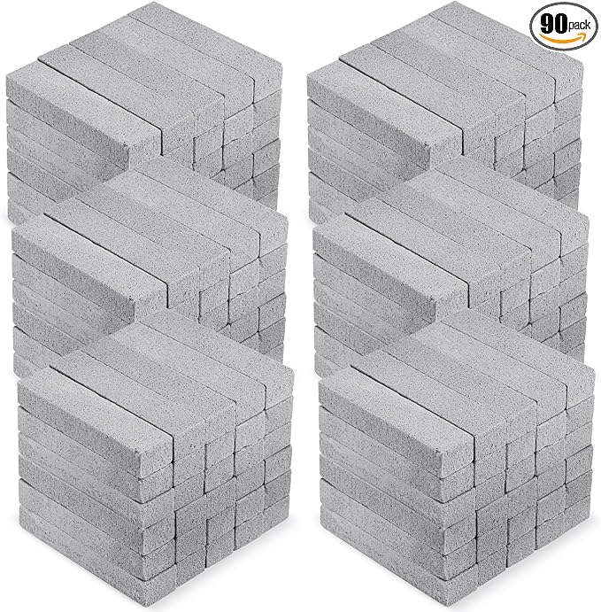 90 Pack Pumice Stones Bulk for Cleaning - Grey Pumice Scouring Pad, Pumice Stick Cleaner for Removing Toilet Bowl Ring, Bath, Household, Kitchen, Pool, 5.9 x 1.4 x 0.9 Inch