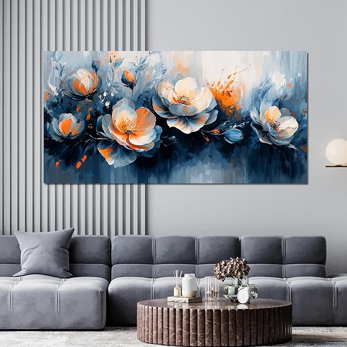 Canvas Wall Art Decor Wall Art Pictures for Living Room Artwork for Walls Large White Flowers Wall Art Prints Canvas Art Wall Decor Oversized Vintage Botanical Wall Art Bedroom Home Decor 29" X 58"