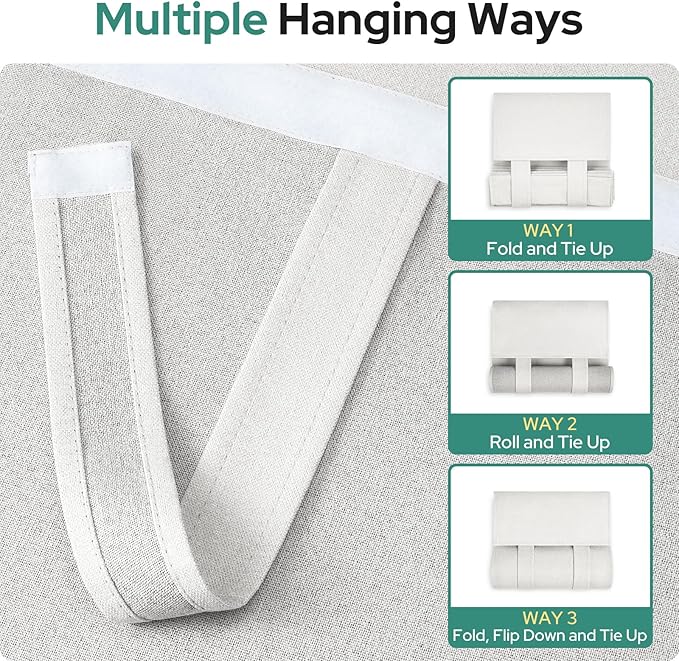 HOMEIDEAS 100% Linen Blackout Sidelight Curtains for Front Door, Side Door Window Curtains, Small Window,Thermal Insulated Covering, 1 Panel, W12 X L68 Inch, White