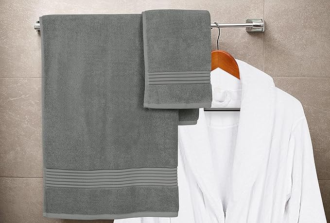 Utopia Towels 48-Piece Premium Towel Set, 12 Bath Towels, 12 Hand Towels, and 24 Wash Cloths, 100% Ring Spun Cotton Highly Absorbent Towels for Bathroom, Sports, and Hotel (Grey)