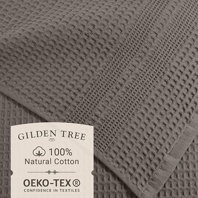 GILDEN TREE Waffle Bath Sheet Large Bath Towels Quick Dry Thin Body Towels, 40x80 Oversized Bath Towels for Adults, Classic Style (Stone)