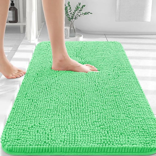 OLANLY Bathroom Rugs 30x20, Extra Soft Absorbent Chenille Bath Rugs, Rubber Backing Quick Dry, Machine Washable Bath Mats for Bathroom Floor, Tub and Shower, Home Decor Accessories, Mint Green