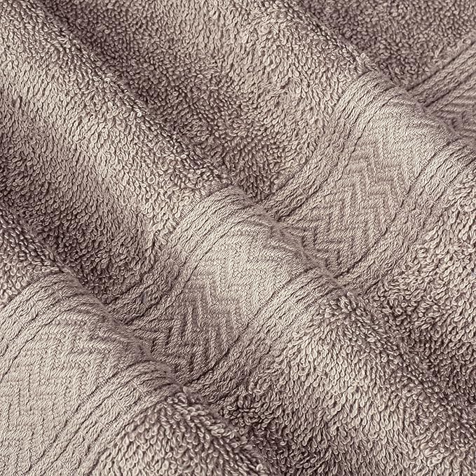 HILLFAIR 24 Piece Bath Towels Set for Bathroom- 100% Cotton 24 PC Bulk Pack Hotel Spa Towel Set- 2 XXL Oversized Big Towels, 4 Bath Towels, 6 Hand Towels, 4 Fingertip Towels, 8 Washcloths: Taupe