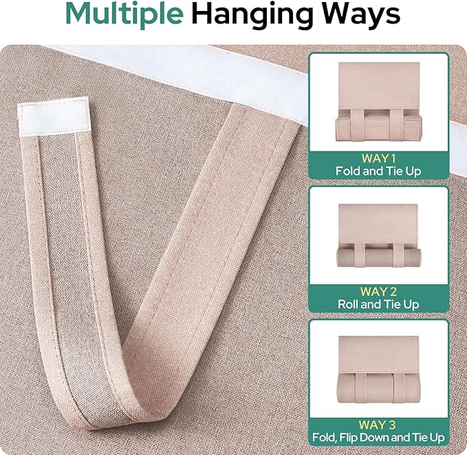 HOMEIDEAS 100% Linen Blackout Sidelight Curtains for Front Door, Side Door Window Curtains, Small Window,Thermal Insulated Covering, 1 Panel, W12 X L68 Inch, Blush Pink