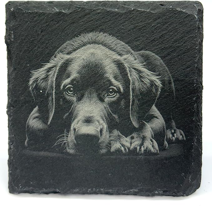 Labrador Retriever Laser Engraved Slate Drink Coaster Set of 4