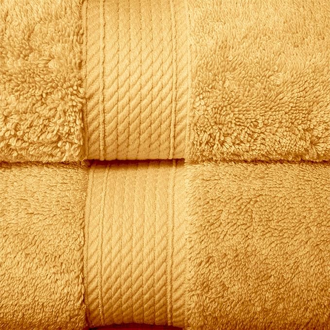 BLUENILEMILLS Madison Egyptian Cotton Bath Towels, Towel Set for Bathroom, Shower, Hotel, Plush, 900 GSM, Highly Absorbent and Ultra-Soft Towels, Bath Essentials, Towels, Set of 2, Gold