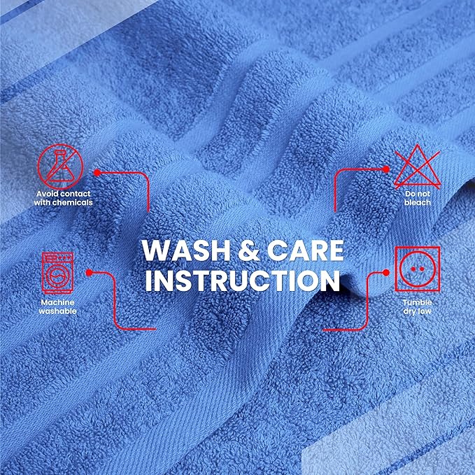 Infinitee Xclusives 100% Cotton Luxury Bath Towels Set of 2 (27x54 Inches) (Eloquent Blue, Bath Towels - Pack 2)