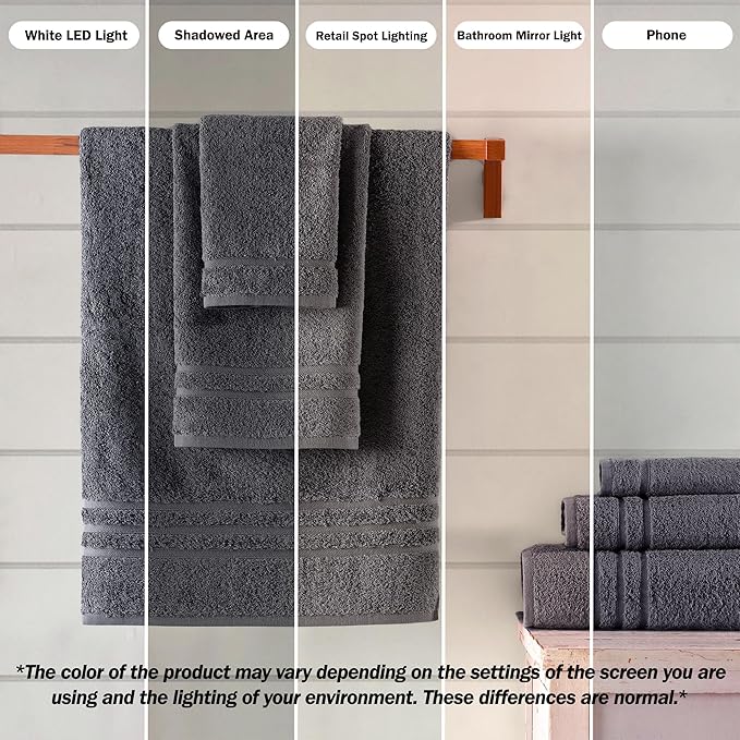 Hawmam Linen Grey Bath Towels Set of 4, Cotton Towel Soft Absorbent Quick Dry Towels for Bathroom 27x54 Inch