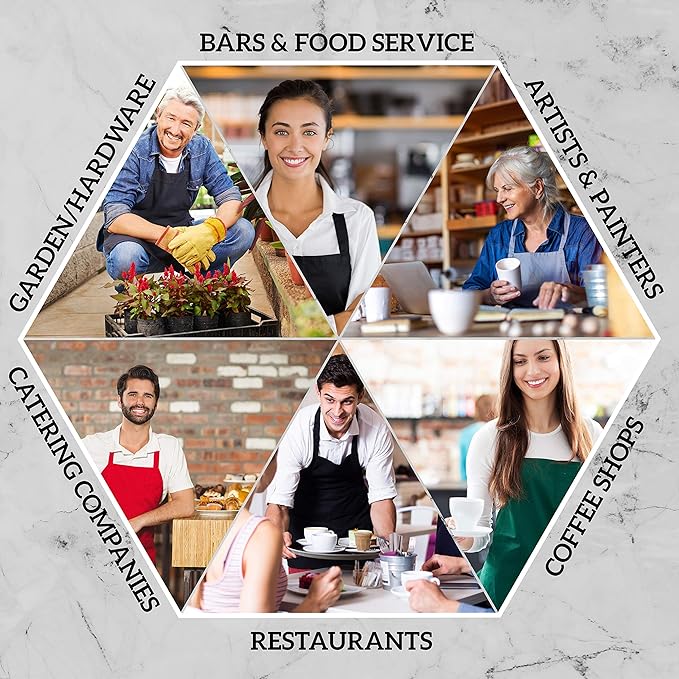 GREEN LIFESTYLE 12 Pack Professional Chef Apron – Grilling Aprons for Men, Waterproof Cooking Apron for BBQ, Work or Restaurant Use, Kitchen Aprons for Women – Orange, No Pockets