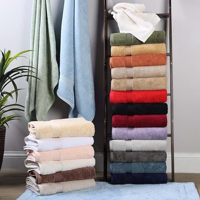 Superior Egyptian Cotton 3-Piece Towel Set, Basic Towels For Bathroom, Home Decor, Guest Bath, Shower, Apartment, Included 1 Face, 1 Hand, 1 Bath Towel, Washcloth, Quick Dry, Royal Purple