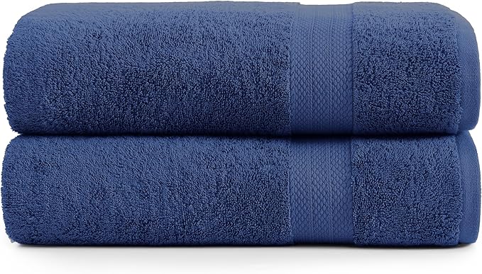 LANE LINEN 100% Cotton Bath Sheets Set of 2 (35"x66") - Ring Spun Cotton Extra Large Bath Towels Set - Quick Dry, Soft & Absorbent Oversized Towel Sets - Holds Well After Multiple Washes - Navy Blue