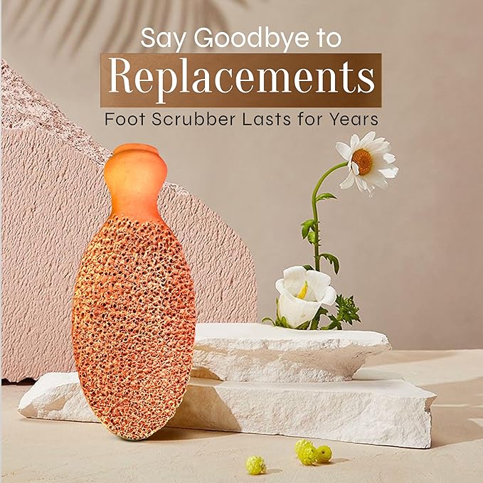 Facón Pumice Stone for Feet Callus Remover - Terra-Cotta Foot Scrubber with 2 Sides, 100% Pure Natural Foot Pumice Stone, Pedicure Pumice Stone Scrubber, Foot Exfoliator, Removes Calluses & Dead Skin