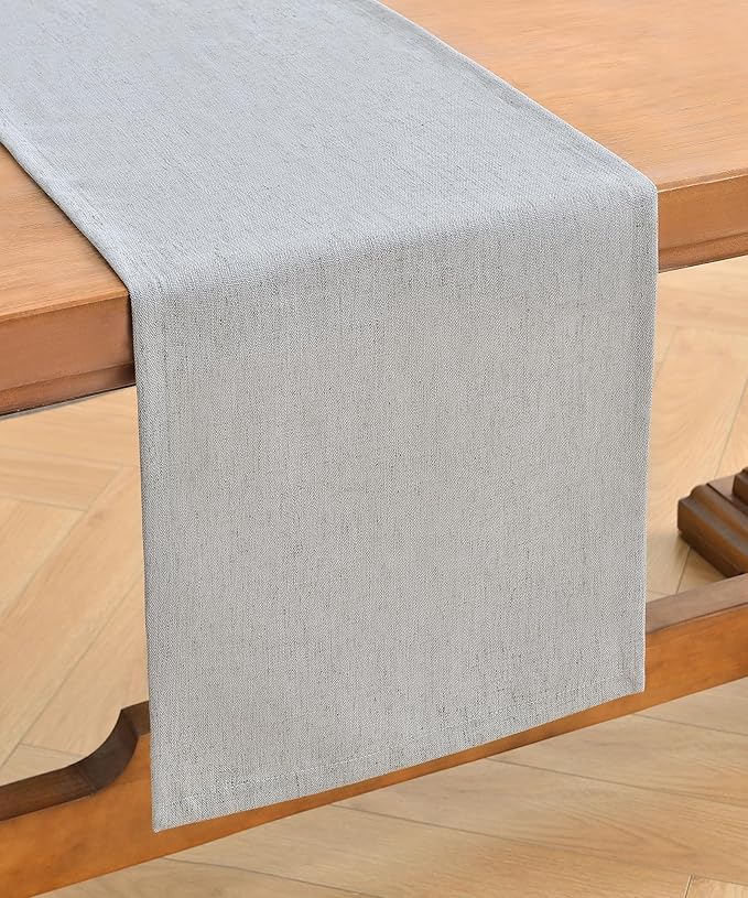 Wracra Linen Style Table Runner, Table Runners 36 Inches Long,Silver Grey,13x36