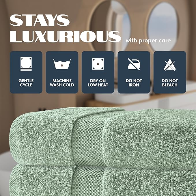 White Classic Luxury Bath Towels Set of 4 Large - 700 GSM Cotton Ultra Soft Bath Towels 27x54 | Highly Absorbent and Quick Dry | Hotel Towels for Bathroom Luxury, Plush Sage Green