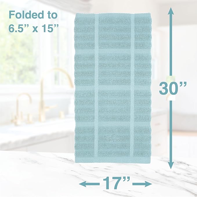 All-Clad Solid Kitchen Towel: Highly Absorbent - 100% Cotton, 17"x30" Towel for Cleaning & Drying Dishes, Glassware, or Countertops, 1-Pack, Rainfall