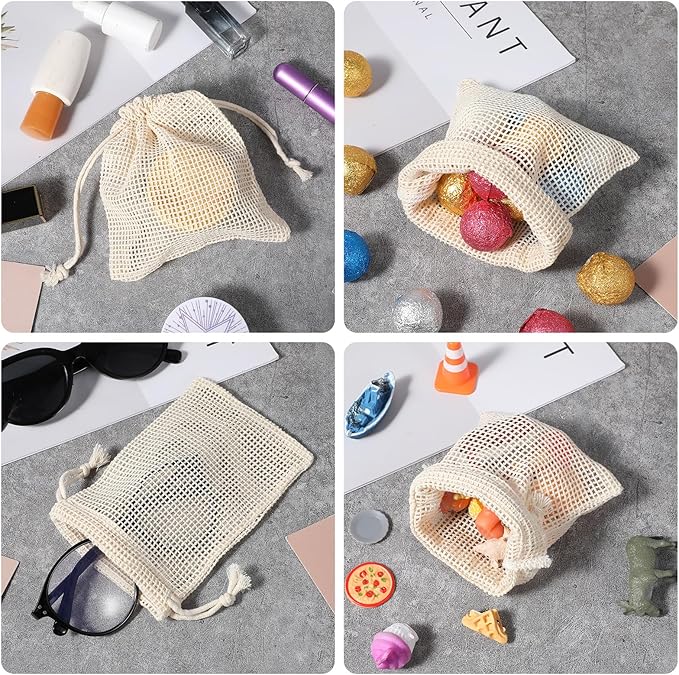 9 PCS Reusable Vegetable Produce Bags Cotton Mesh Vegetable Bags for Refrigerator Potato Storage Bag Reusable Double Stitched with Drawstring Produce Bag for Vegetables Fruit Grocery Shopping(3 S/M/L)