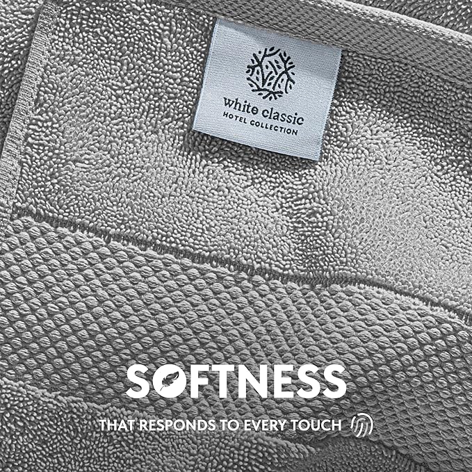 White Classic Luxury Dolphin Gray Hand Towels - Soft 100% Turkish Cotton | Highly Absorbent Hotel spa Bathroom Towel Collection | 16x30 Inch | Set of 6