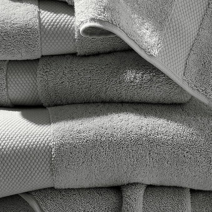 BOLL & BRANCH Plush Bath Towel Set - Shore - 6 Piece - Includes 2 Bath Towels, 2 Hand Towels & 2 Washcloths - 100% Organic Cotton - Ultra Soft & Luxurious - Quick Absorbing