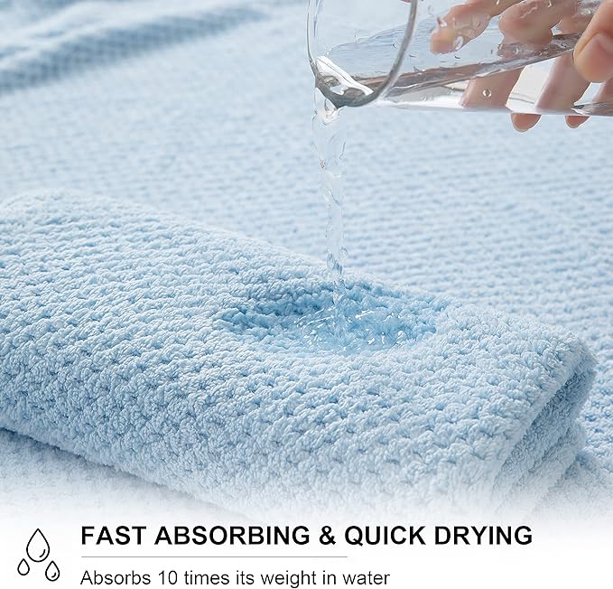 Ultra Soft Towel Set of 6, Blue Microfiber Big Bath Towel Sheets 28x55 Inches, Luxury Plush Towels- Waffle Weave Design,Highly Absorbent,Quick Dry,Premium Quality Towel Set for Bathroom