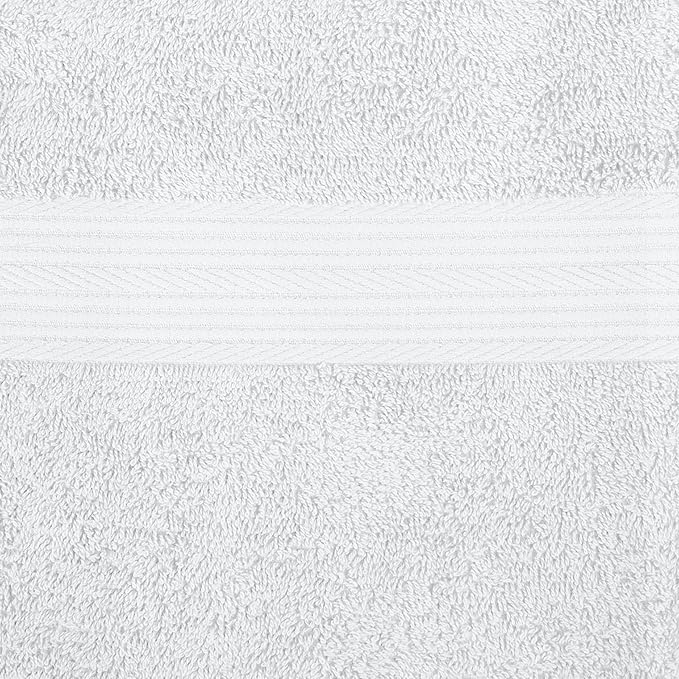 Amazon Basics 6 Piece Oversized Fade resistant Towel set, 100% Cotton towels for bathroom, soft and absorbent, 2 Bath Towels, 2 Hand Towels and 2 Washcloths bathroom towel set, White